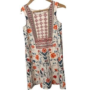 Hannah Banana Girl's Size 12 Floral Print Jeweled Girls Zipper Dress-EC-L